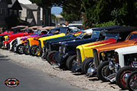 Roadsters lined up at Joe & Laurie Scanlin's beachfront cottage.