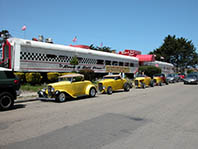Arrival at the Rock & Roll Diner, Oceano, our Saturday lunch run